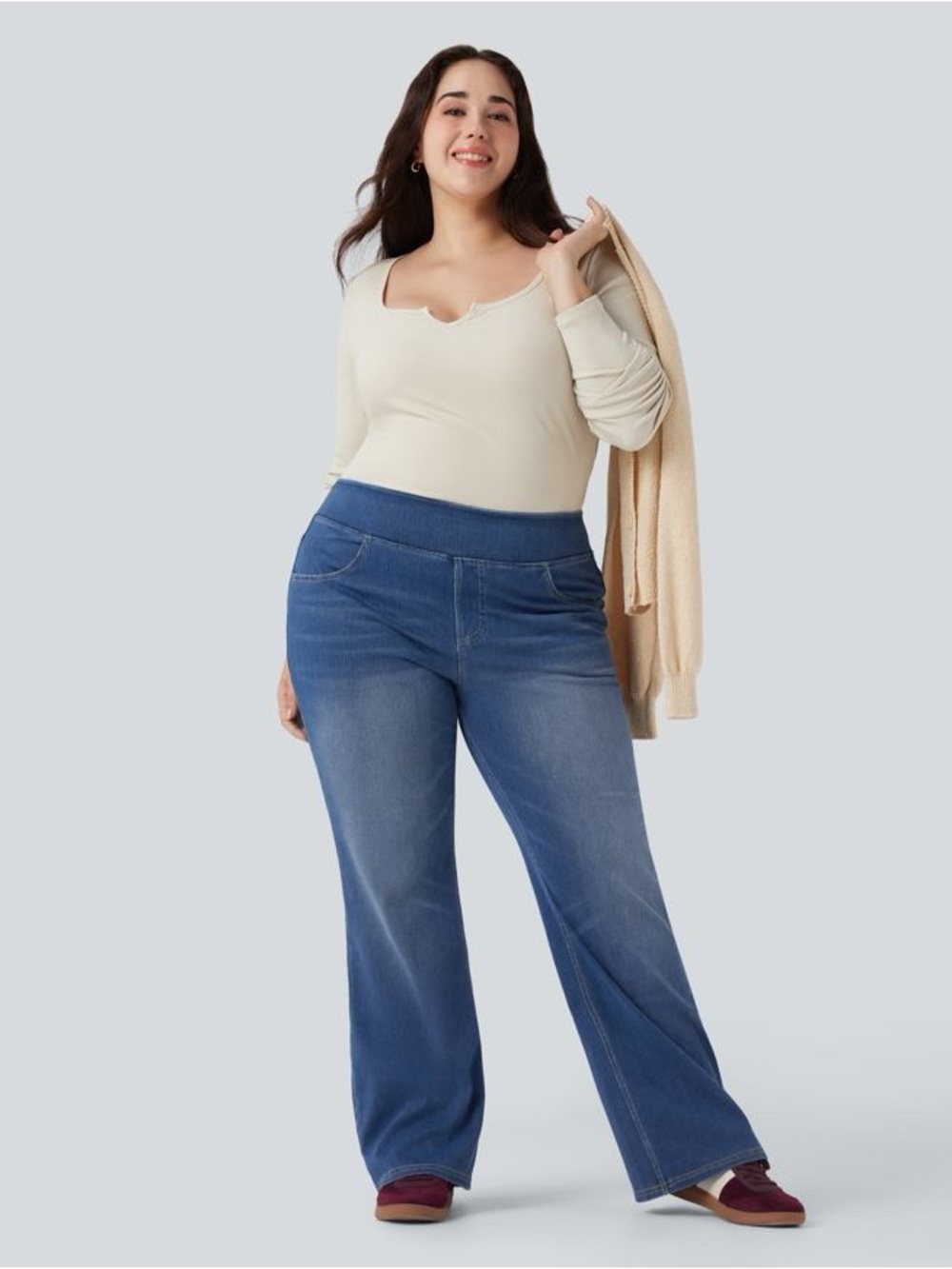 Halara Flex High Waisted Casual Bootcut Jeans | Pull-On | Plus Size 1X